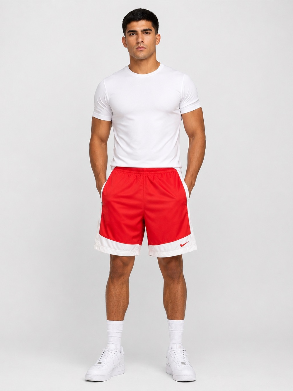 Nike Red Athletic Shorts with White Trim